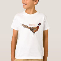 Ring-necked pheasant bird cartoon illustration