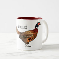 Ring-necked pheasant bird cartoon illustration
