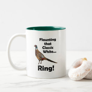 Ring-necked Pheasant Flaunting White Ring Birthday Two-Tone Coffee Mug