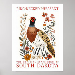 Ring Necked Pheasant of North Dakota Travel Poster