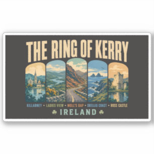 Ring of Kerry Ireland Landmarks Illustration Retro