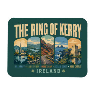 Ring of Kerry Ireland Landmarks Illustration Retro Magnet