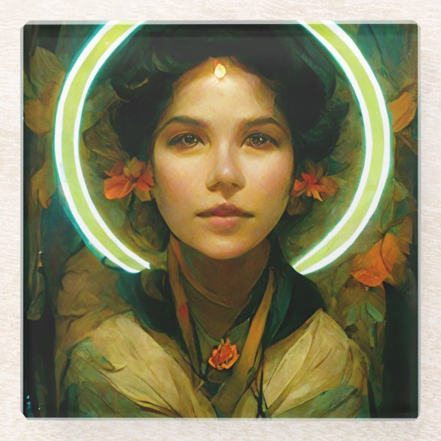 Ring Of Light Fantasy Sci-fi Glass Coaster (Front)