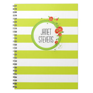 Ring of Poppies Personalised Striped Notebook