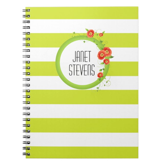 Ring of Poppies Personalised Striped Notebook (Front)