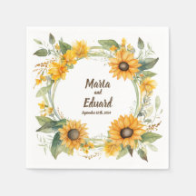 Ring of Sunflowers: Personalized Wedding Napkins