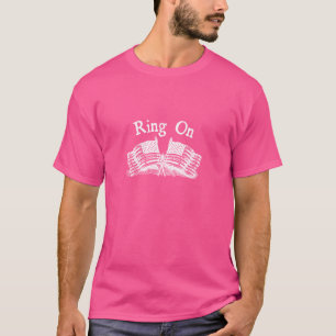 Ring On Bell Choir Hand Bells Minimal Art American T-Shirt