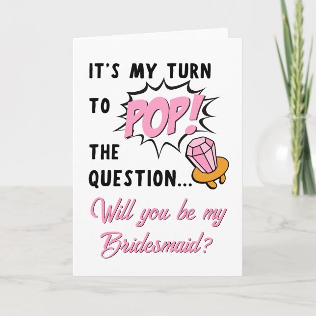 Ring Pop Retro Funny Cute Bridesmaid Proposal Card (Front)