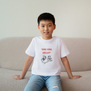 "Ring ring, hello?" 2 Handdrawn Skeletons Calling T-Shirt