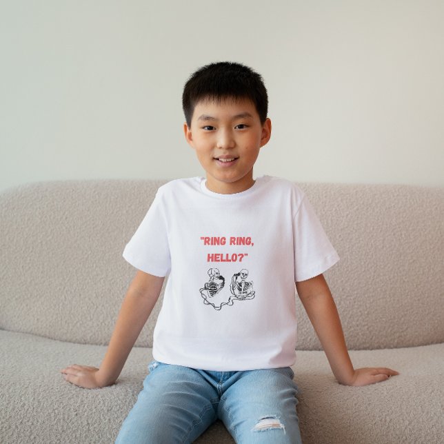 "Ring ring, hello?" 2 Handdrawn Skeletons Calling T-Shirt (Creator Uploaded)
