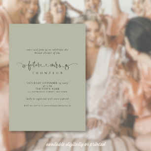 Ring Script Future Mrs Light Sage Bridal Shower Invitation