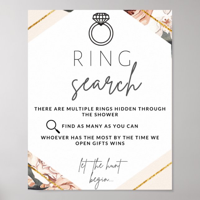 Ring Search Poster Sign for Bridal Shower (Front)