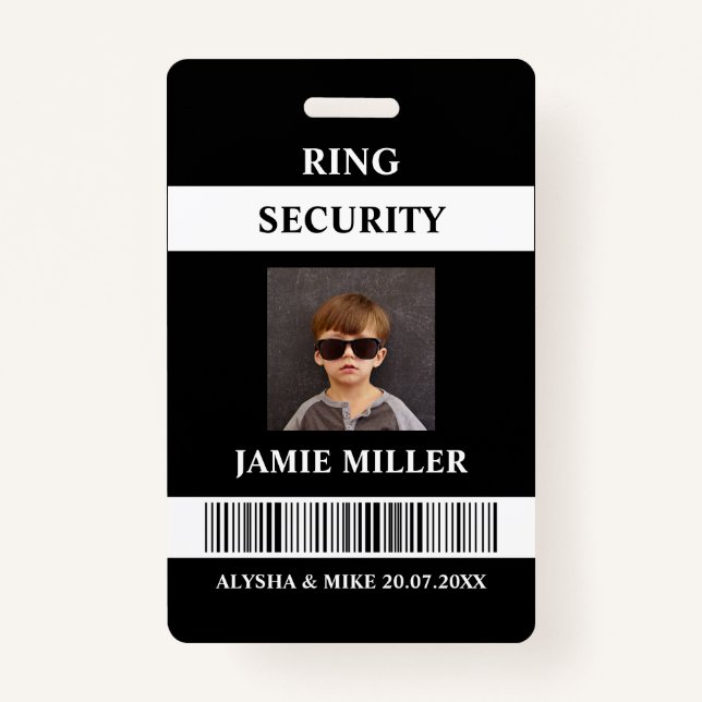 Ring Security Agent Photo ID Ring Bearer ID Badge Zazzle