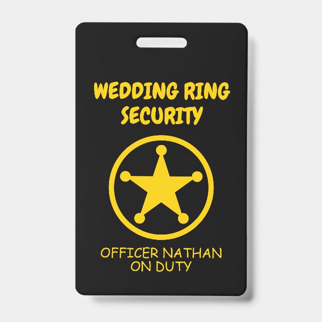 Ring security kid's badge for wedding ring bearer ID badge (Front)