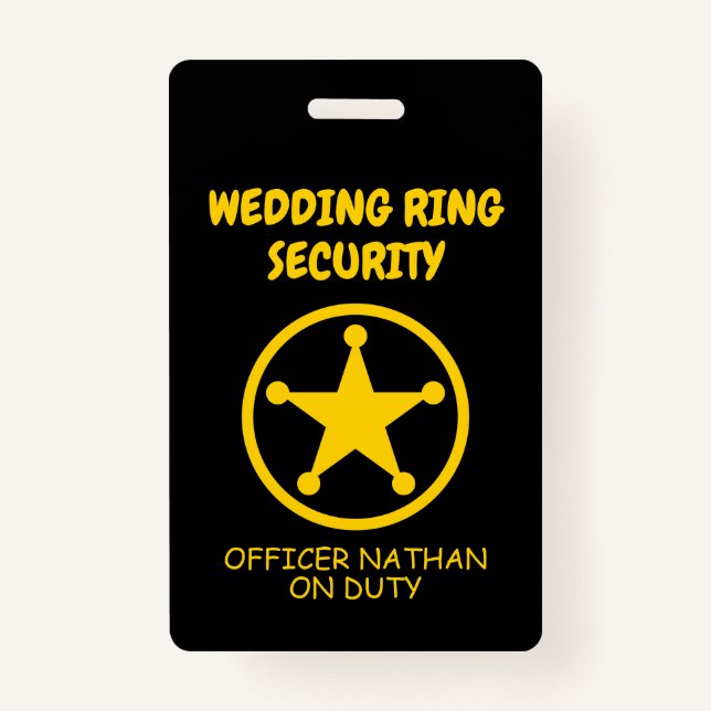 Ring security kid's badge for wedding ring bearer ID badge (Front)