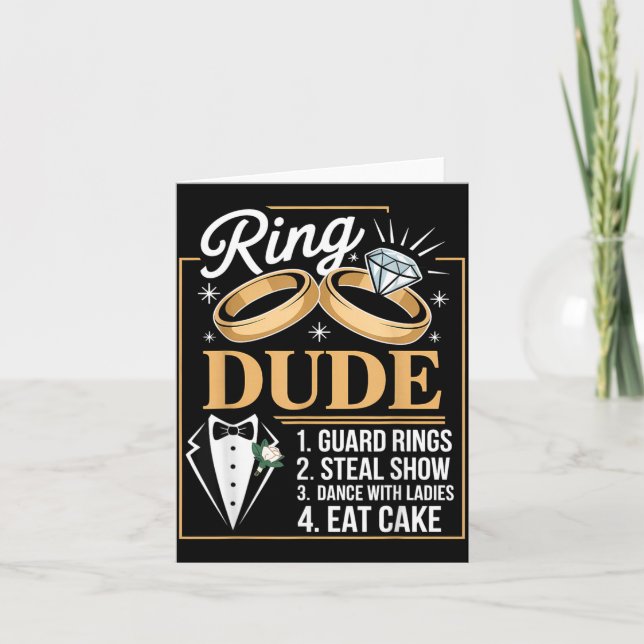 Ring Security Wedding Party Funny Ring Bearer 1 Card (Front)