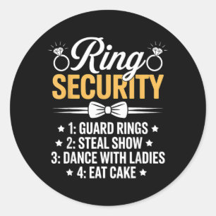 Ring Security Wedding Party Funny Ring Bearer 2 Classic Round Sticker
