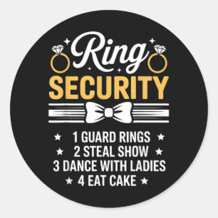 Ring Security Wedding Party Funny Ring Bearer 4 Classic Round Sticker