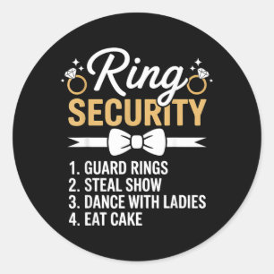 Ring Security Wedding Party Funny Ring Bearer 5 Classic Round Sticker