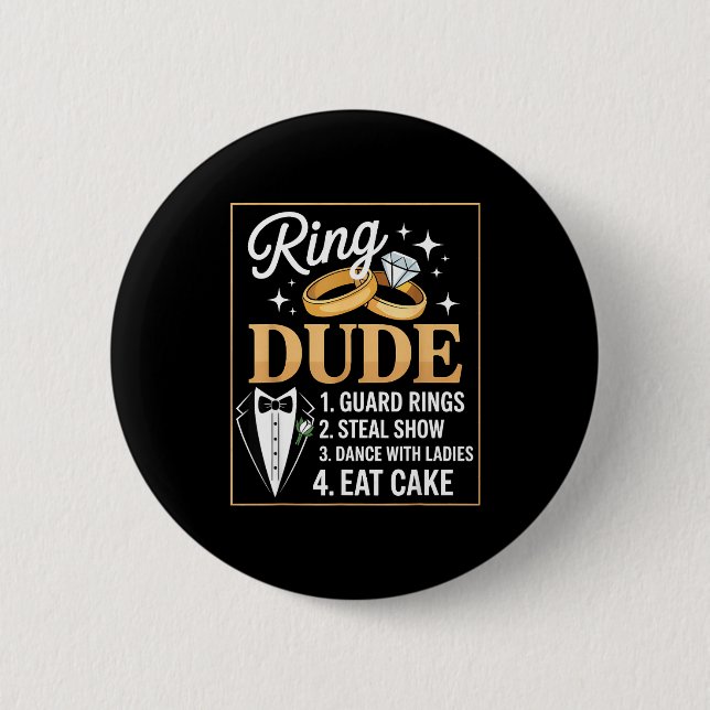 Ring Security Wedding Party Funny Ring Bearer  6 Cm Round Badge (Front)