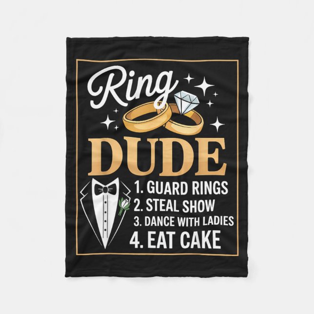 Ring Security Wedding Party Funny Ring Bearer  Fleece Blanket (Front)