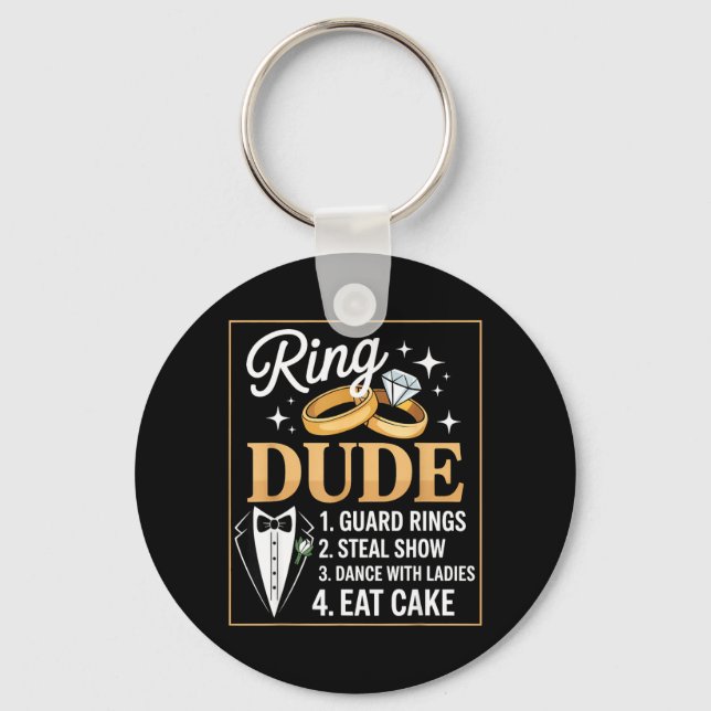 Ring Security Wedding Party Funny Ring Bearer Key Ring (Front)