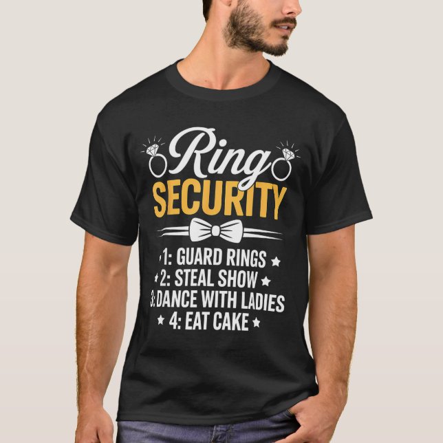 Ring Security Wedding Party Funny Ring Bearer  T-Shirt (Front)
