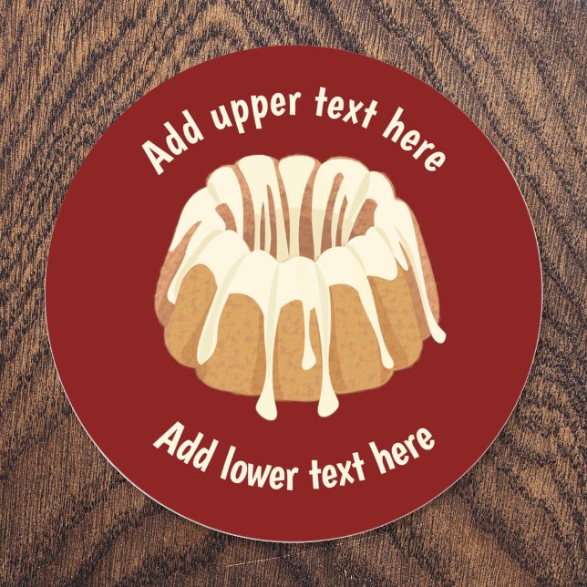 Ring-Shaped Bundt Cake - Gugelhupf with your text  Classic Round Sticker (Creator Uploaded)