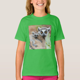 Ring-Tailed Lemur Baby on its Mother's Back T-Shirt