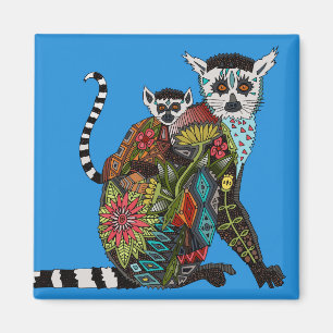 Ring Tailed Lemur Love blue Magnet