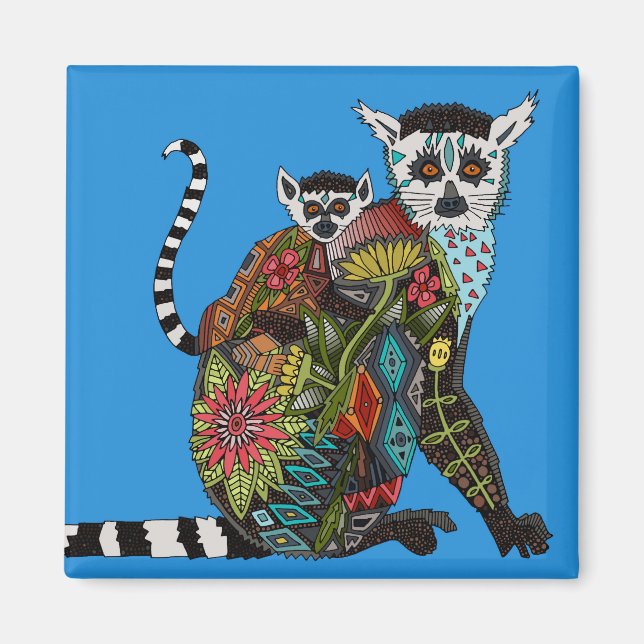 Ring Tailed Lemur Love blue Magnet (Front)