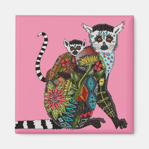 Ring Tailed Lemur Love pink Magnet