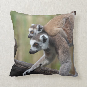 Ring-Tailed Lemur Mother And Baby Cushion