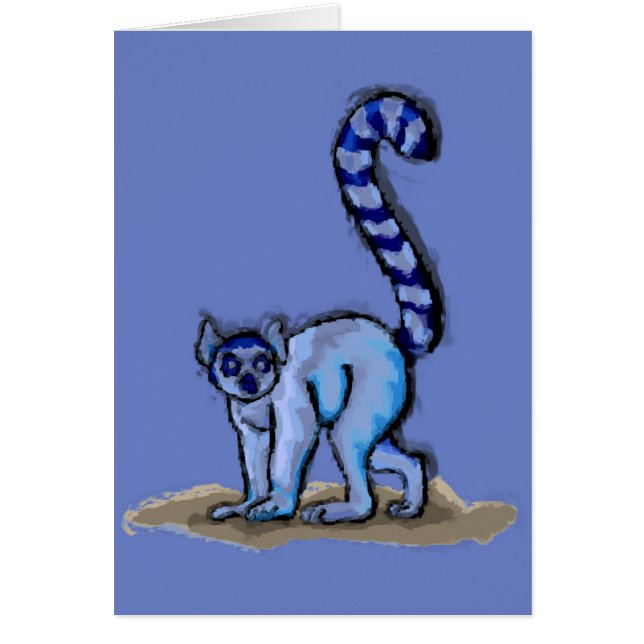 Ring Tailed Lemur Painting and Facts Card (Front)