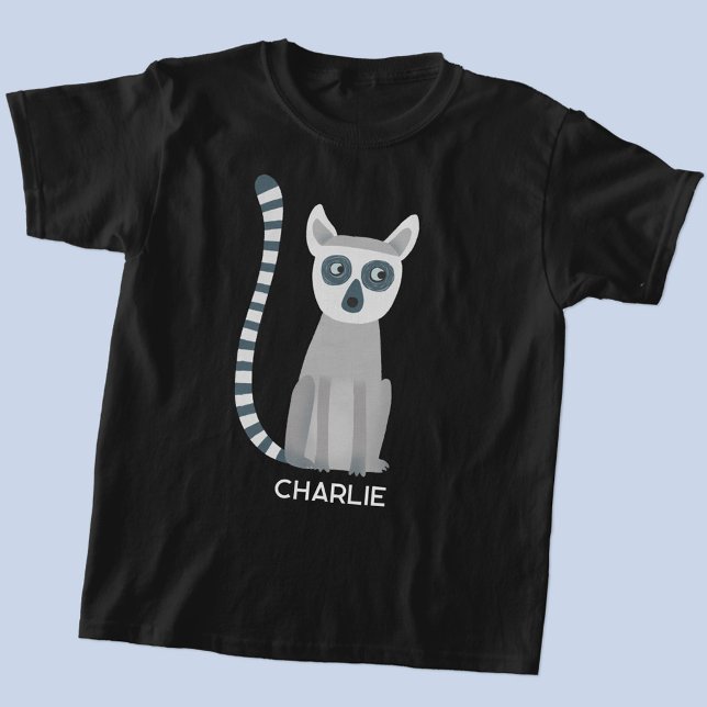 Ring Tailed Lemur Personalised Name T-Shirt (Fun personalized name ring-tailed lemur t-shirt)