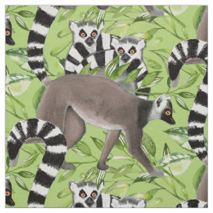 Ring-Tailed Lemurs of Madagascar Fabric