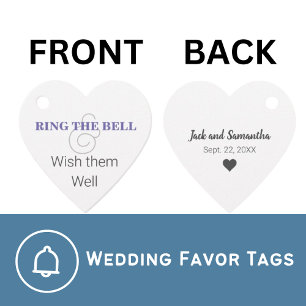 Ring The Bell & Wish Them Well Heart Wedding Favour Tags