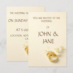 Ring  with ribbon wedding invitation card