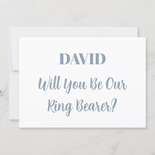 Ringbearer Custom Name Dusty Blue White Wedding Invitation