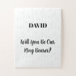 Ringbearer Custom Name Simple Minimal Wedding Jigsaw Puzzle<br><div class="desc">Simple,  minimal,  elegant design for asking "Will you be our ringbearer" with custom message and custom name text templates for you to customise!</div>