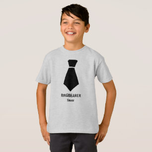 Ringbearer Dress Up Tie Custom Name Grey Wedding T-Shirt