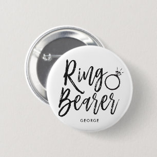 Ringbearer   Script Style Custom Wedding 6 Cm Round Badge