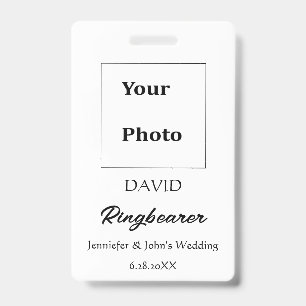 Ringbearer Simple Minimal Custom Name Wedding  ID Badge