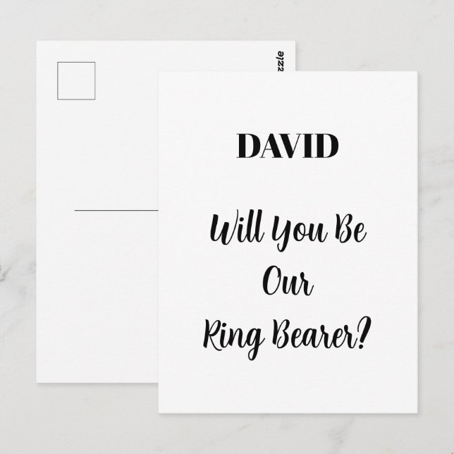 Ringbearer Wedding Simple Minimal Custom Name  Postcard (Front/Back)