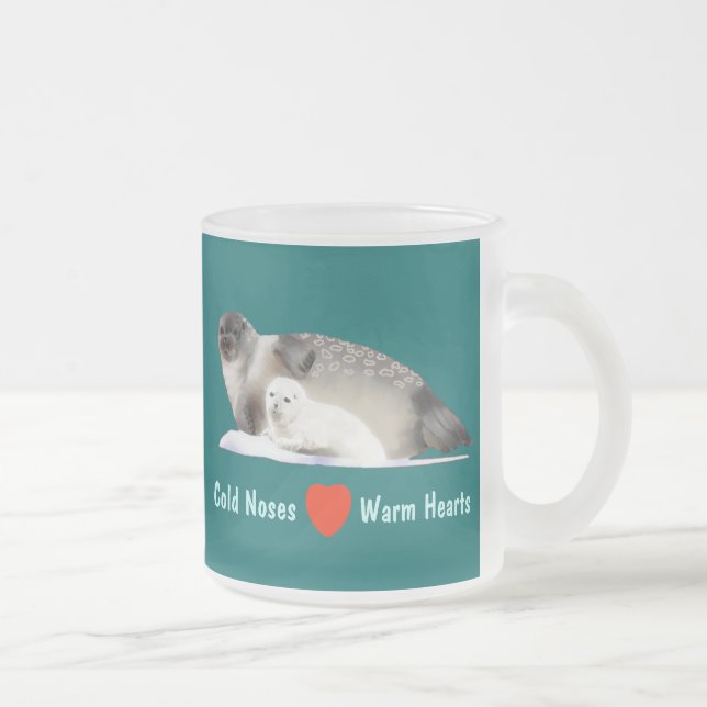 Ringed Seal Frosted Glass Coffee Mug (Right)