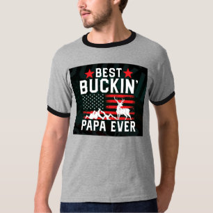 Ringer black and white best buckin papa ever T-Shirt
