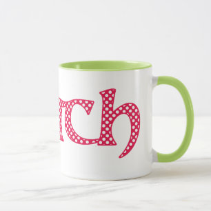 Ringer Coffee Mug, Welsh Cwtch with Polka Dots Mug