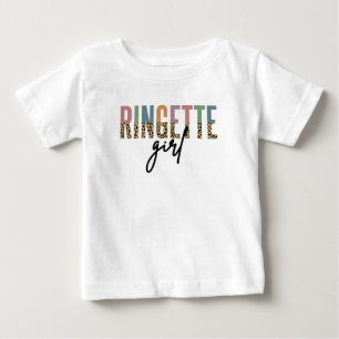 Ringette Girl Cheetah Print Ringette Player Baby T-Shirt