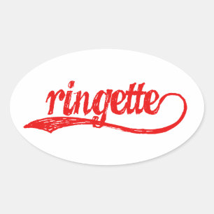 Ringette Oval Stickers - Red cursive
