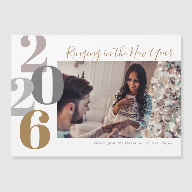 Ringing in the New Year Engagement Photo Card (Front)